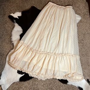 Blu Pepper Cream Swiss Dot Maxi Skirt